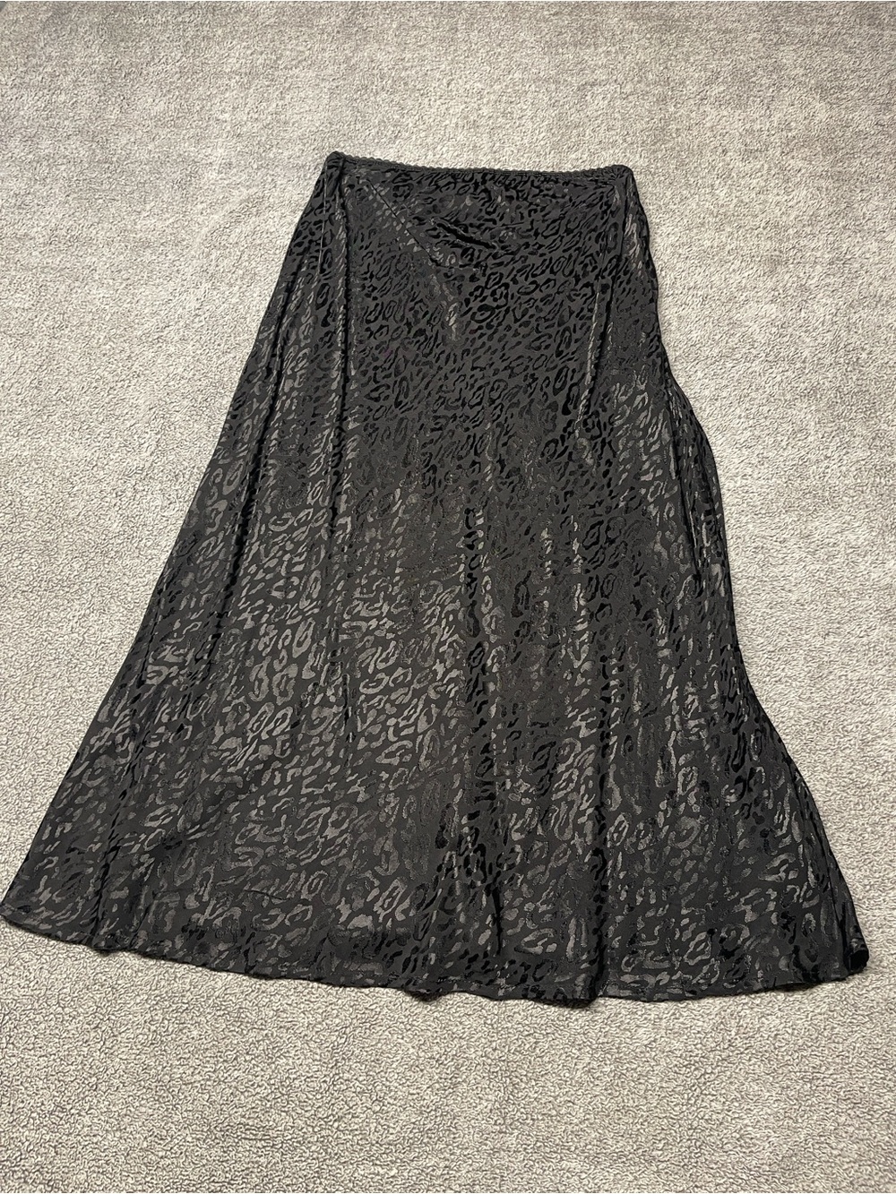 wild fable Black Leopard-Texture Midi Skirt